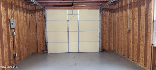 garage with wooden walls