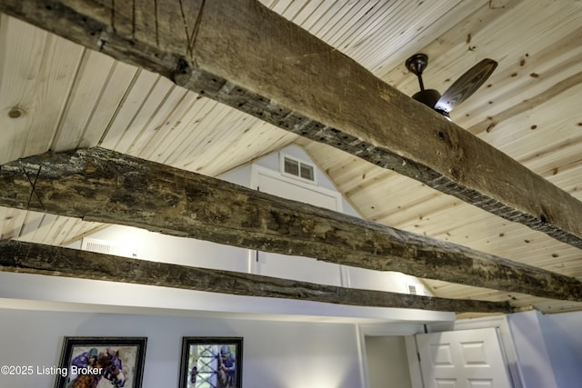 room details with wooden ceiling and beamed ceiling