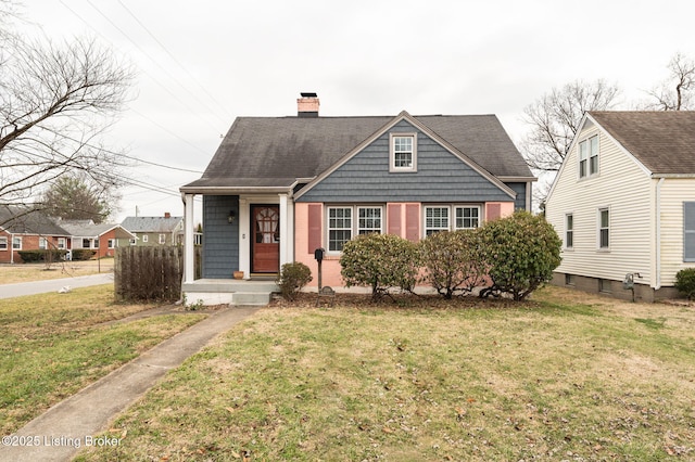 bungalow with a front lawn