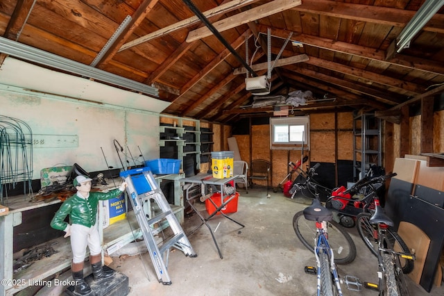 garage with a garage door opener