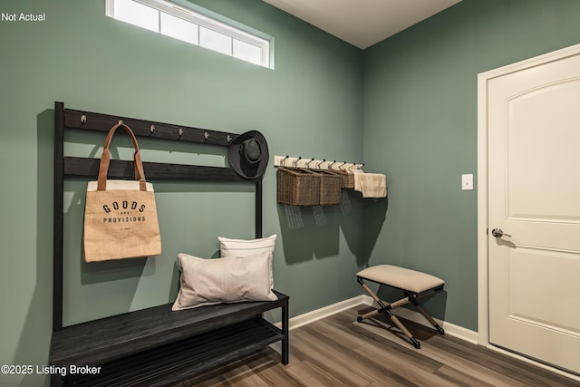 mudroom with wood-type flooring