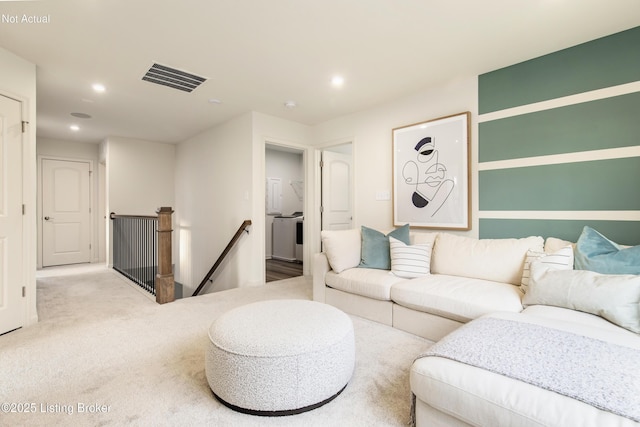 living room with carpet floors