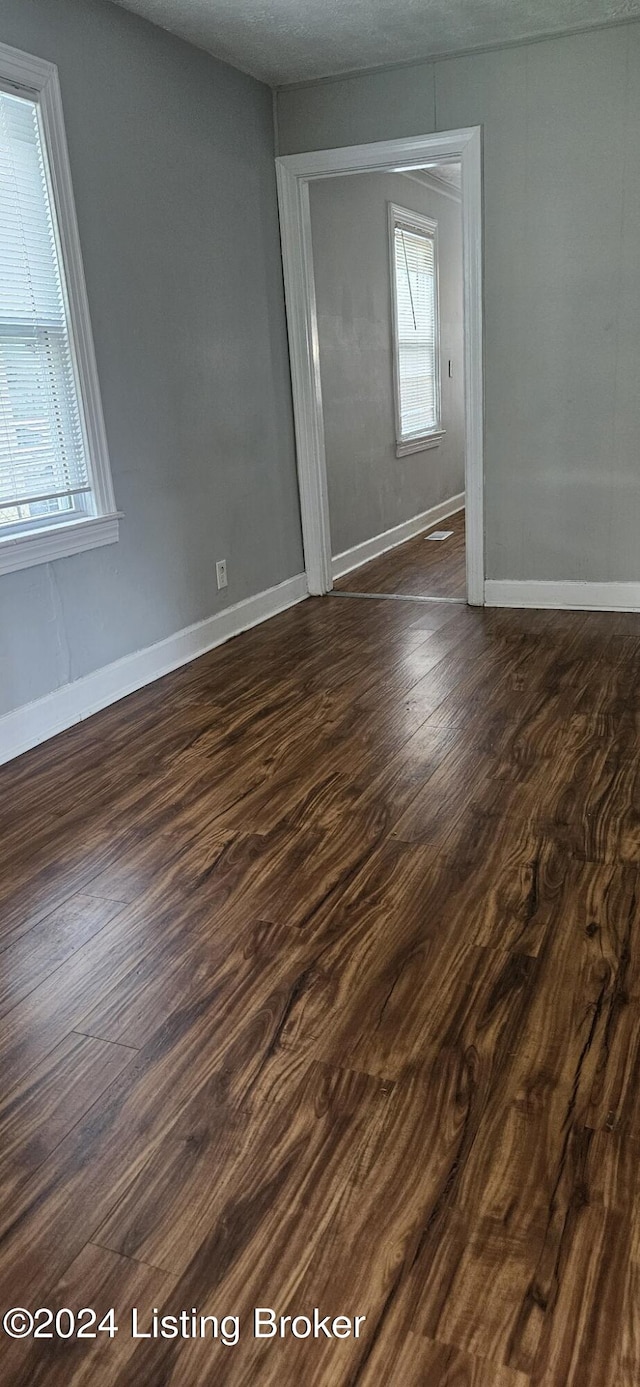 spare room featuring dark wood-type flooring