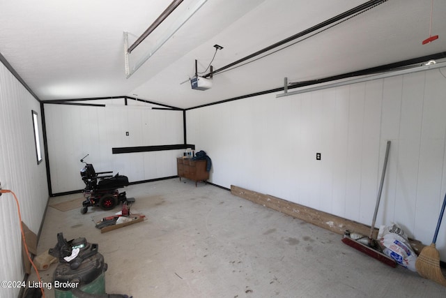 garage with a garage door opener