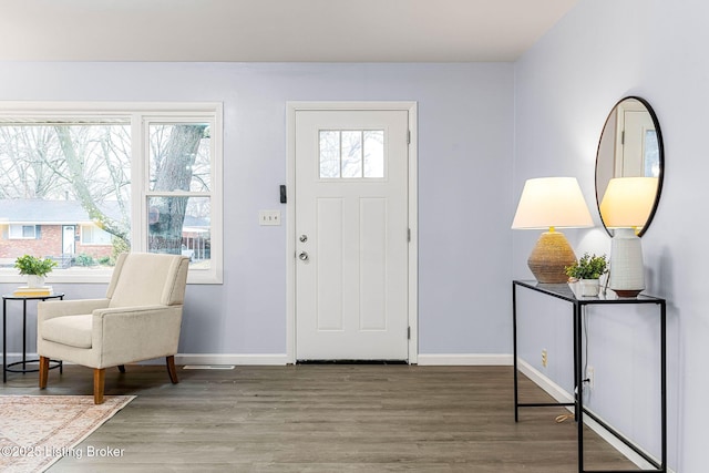 foyer with hardwood / wood-style flooring and a healthy amount of sunlight