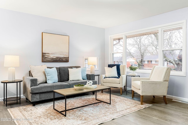 living room featuring light hardwood / wood-style floors