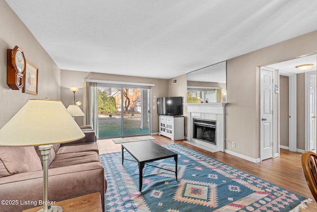 living room with light wood-type flooring