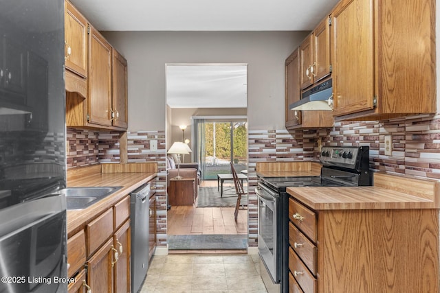 kitchen with appliances with stainless steel finishes, sink, and backsplash