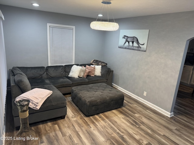 living room with wood-type flooring