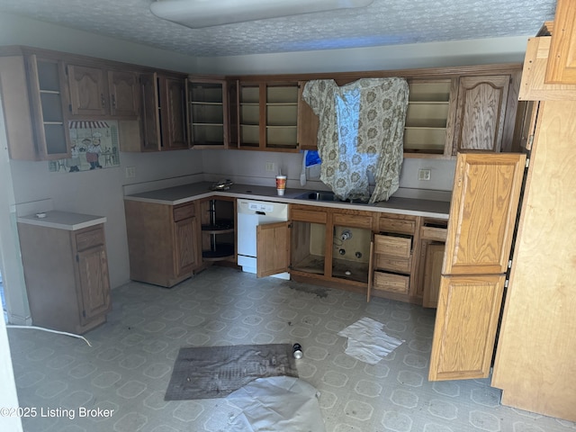 kitchen with dishwasher and a textured ceiling