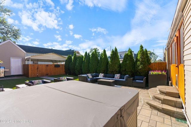 view of patio with an outdoor living space