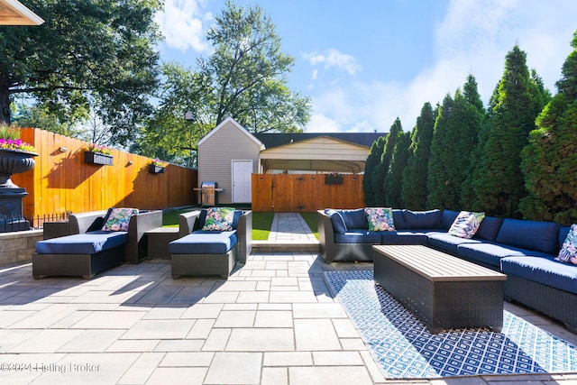 view of patio featuring an outdoor living space