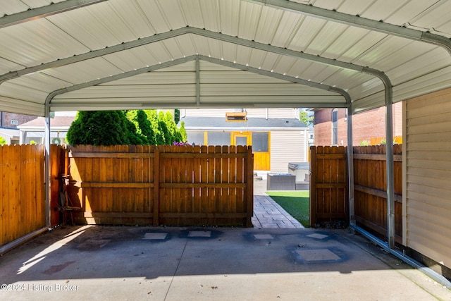 view of parking with a carport