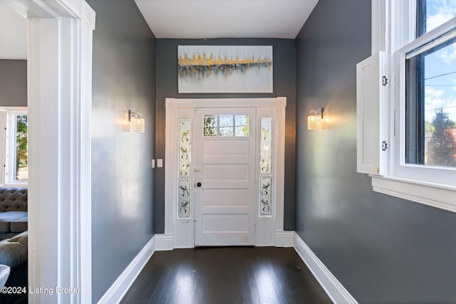 foyer with dark wood-type flooring