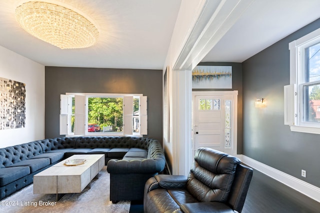 living room with hardwood / wood-style floors