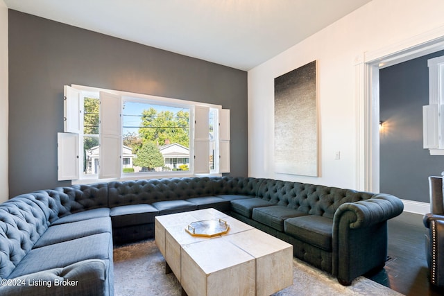 living room with hardwood / wood-style floors