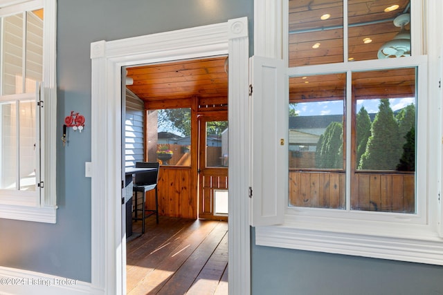 doorway featuring hardwood / wood-style flooring