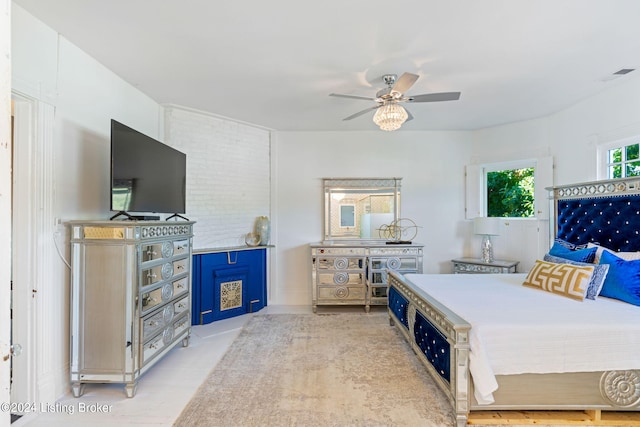 bedroom featuring ceiling fan