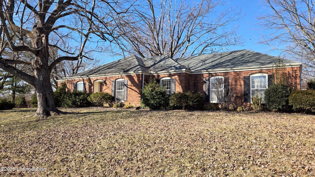 ranch-style house featuring a front yard