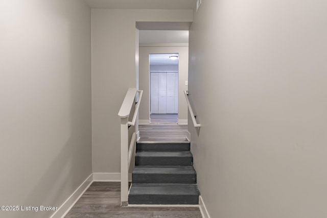 stairs with wood-type flooring