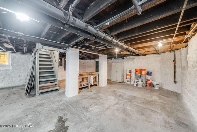 basement with stairs