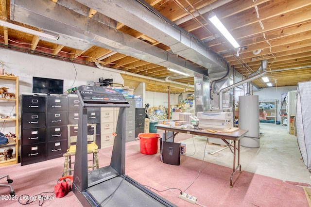 basement featuring water heater