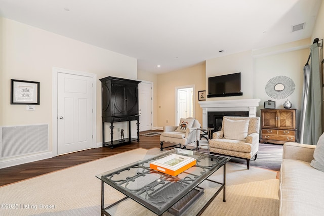 living room with hardwood / wood-style floors