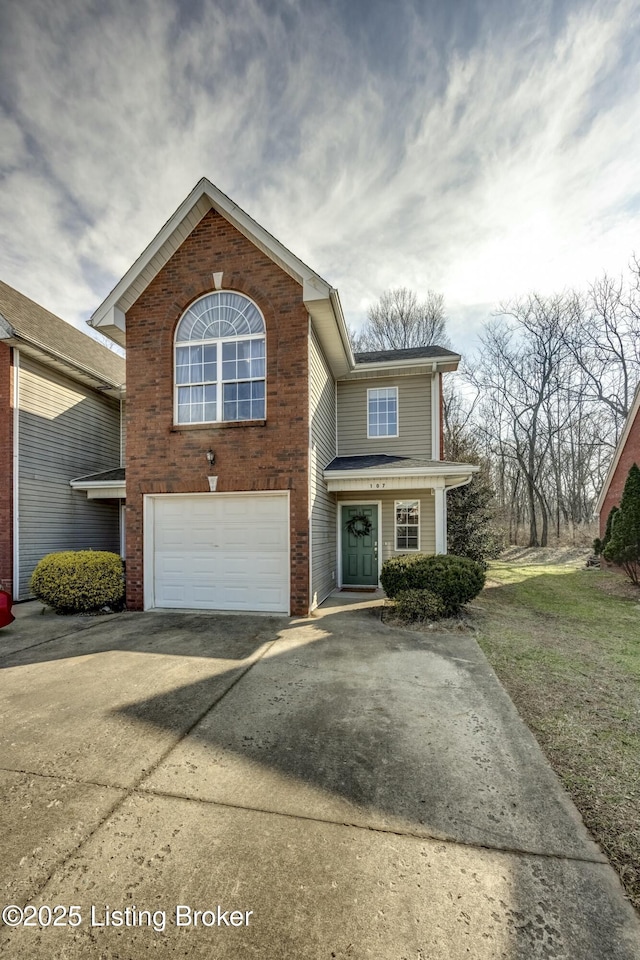 front of property featuring a garage