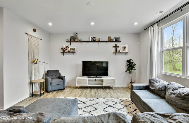 living room featuring light hardwood / wood-style flooring