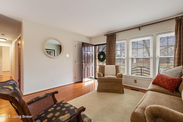 living room with light wood-type flooring