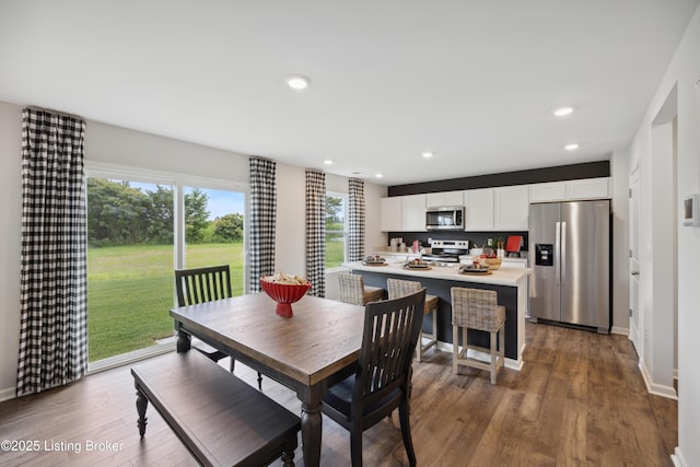 dining room with wood-type flooring