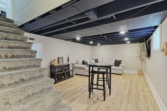 dining area featuring light wood-type flooring