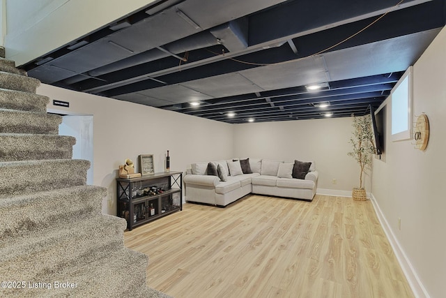 living room with hardwood / wood-style floors