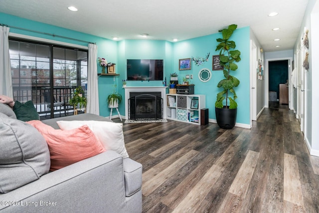 living room with hardwood / wood-style floors