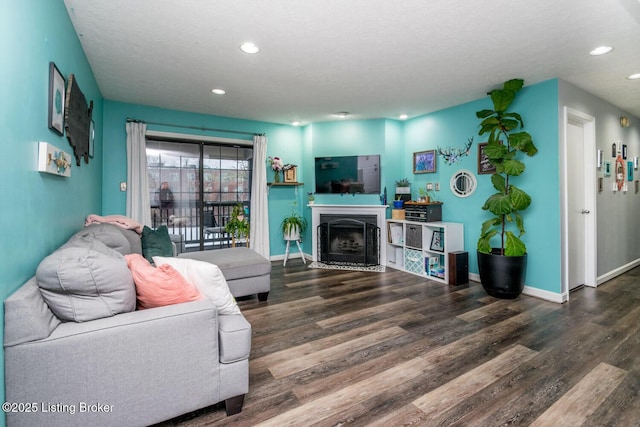 living room featuring dark hardwood / wood-style floors