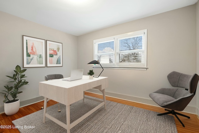 office featuring hardwood / wood-style floors