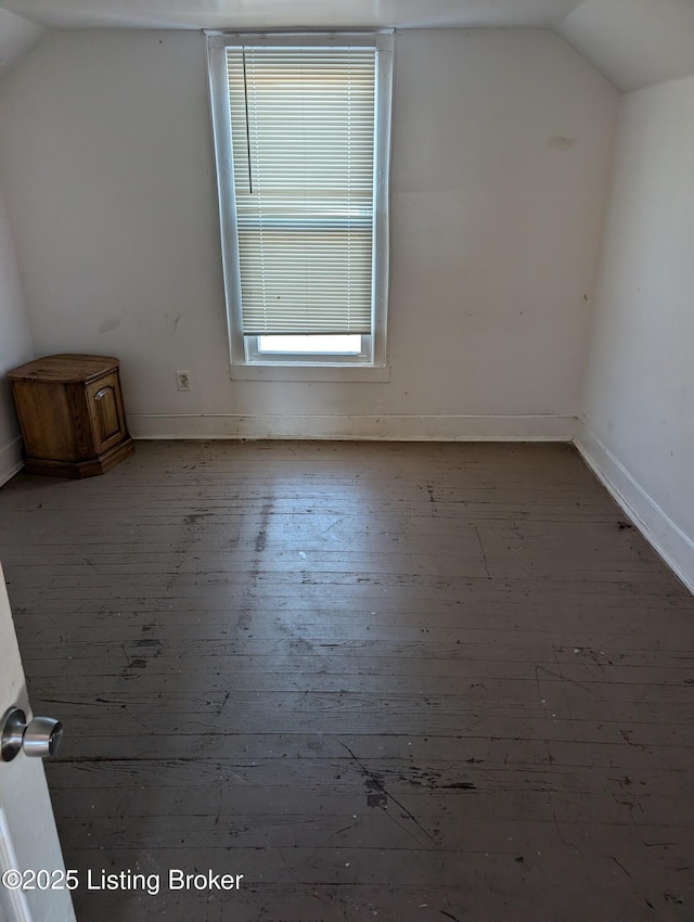 additional living space with lofted ceiling and wood-type flooring