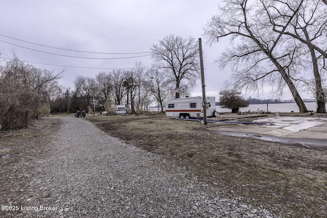 view of street featuring a water view