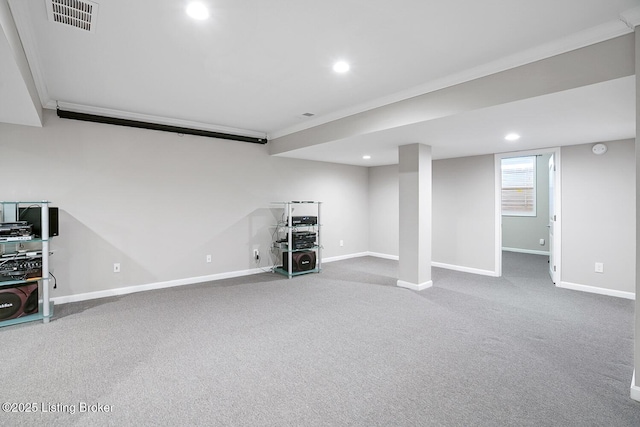 basement featuring carpet floors