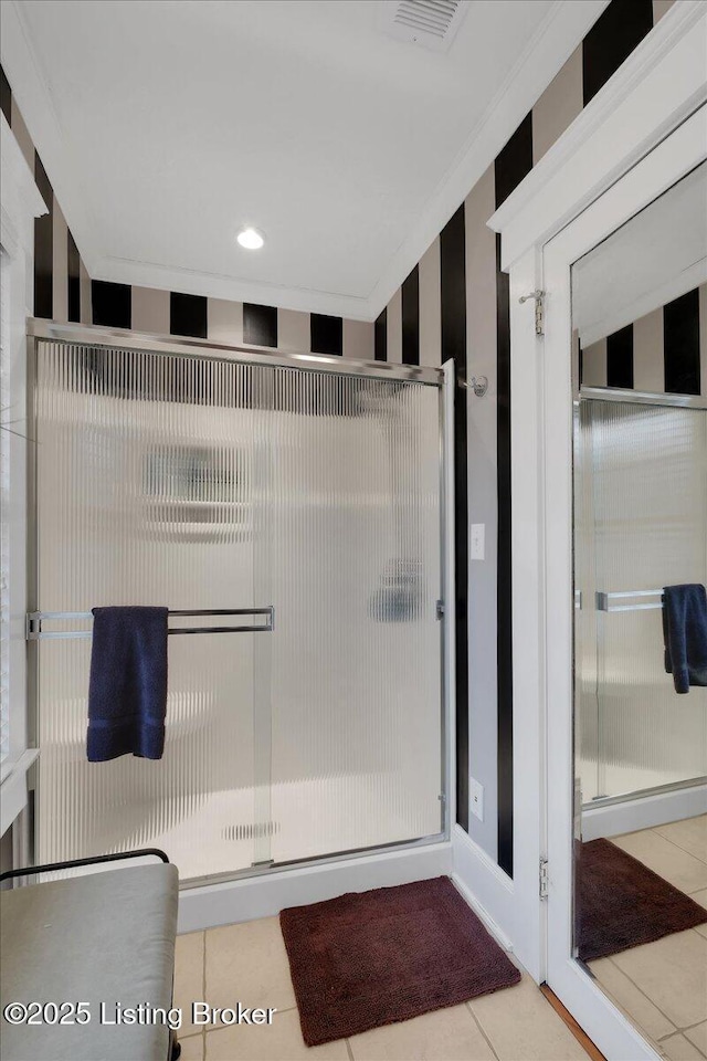 bathroom with tile patterned flooring