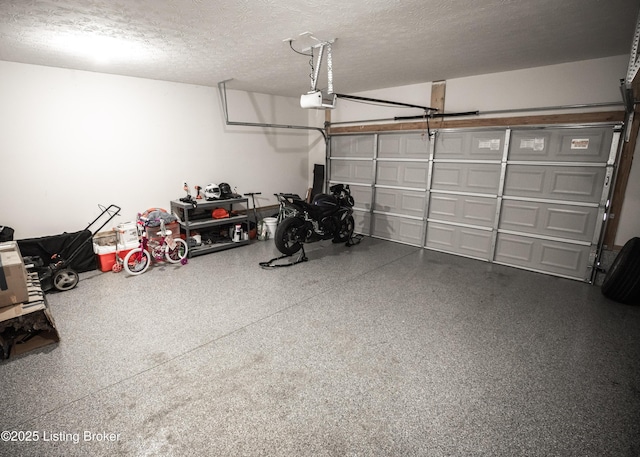 garage with a garage door opener