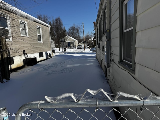 view of yard covered in snow