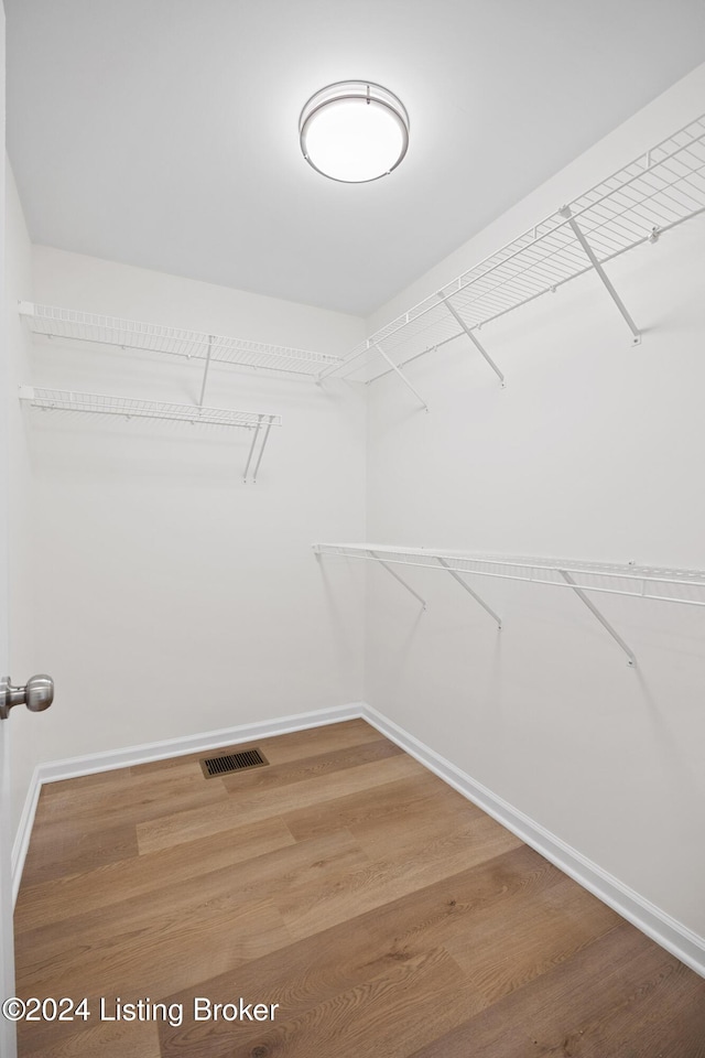 walk in closet with hardwood / wood-style floors