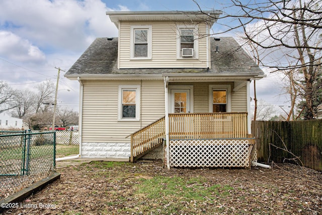 back of house with covered porch