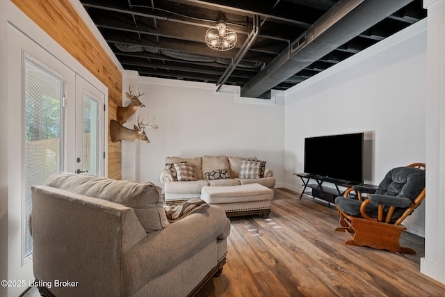 living area with wood finished floors