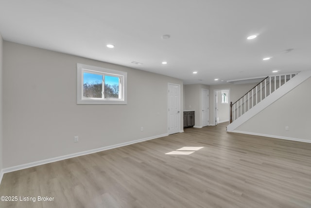 unfurnished living room featuring light hardwood / wood-style flooring