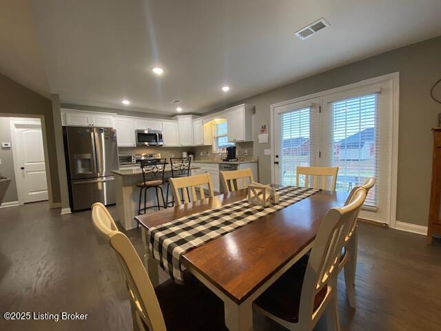 dining room featuring dark hardwood / wood-style floors