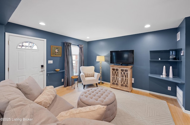 living room featuring light hardwood / wood-style floors