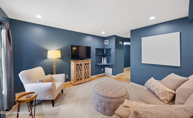 living room with hardwood / wood-style flooring