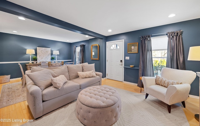 living room featuring light hardwood / wood-style flooring